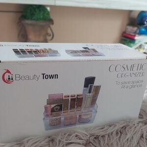 Clear Cosmetic Organizer with Pink Accents